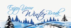 winter scene with winter break message 